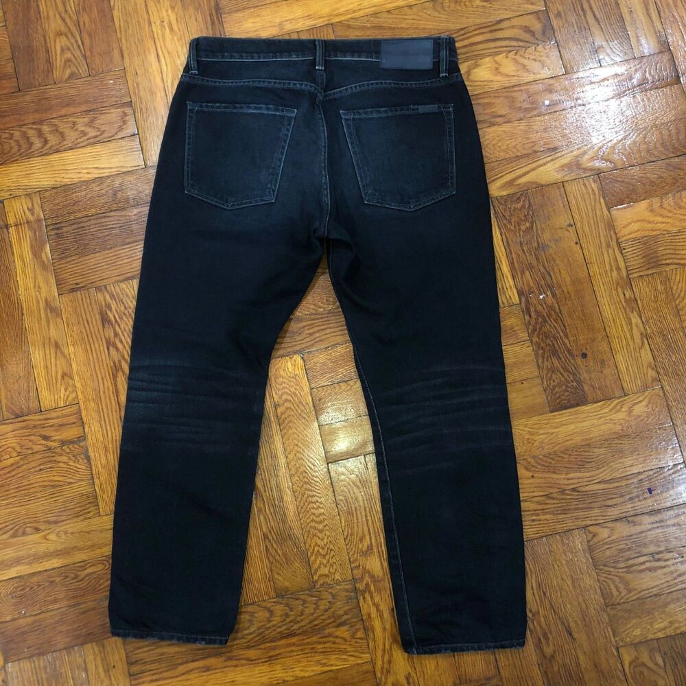 7 For All Mankind Men's Adrien Skinny Jeans Size 32x32 Black/Dark Gray Distress - Picture 2 of 5